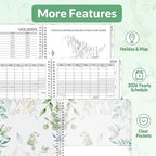 SUNEE 2026 Appointment Book, 2026 Hourly Planner 8.5" x 11", Hourly, Weekly & Monthly Planner - from January 2026 - December 2026, Flexible Cover, Note Page, Pocket, Bookmark, Leaves