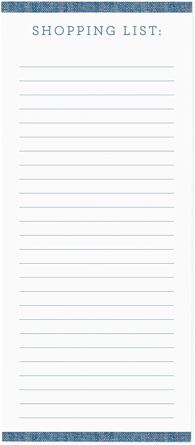 Graphique Magnetic Notepad, Chambray – 100 Sheets, 4” x 9.25” x .5” – Front Says, “Shopping List”, Sticks to Any Magnetic Surface, Perfect for Shopping and Grocery Lists, Makes a Great Gift
