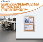 Enclosed Bulletin Board with Locking Door, Outdoor Bulletin Board Weatherproof, Lockable Display Case for Home, Office, and Community Use(23.6“L x 35.4" W Cork)