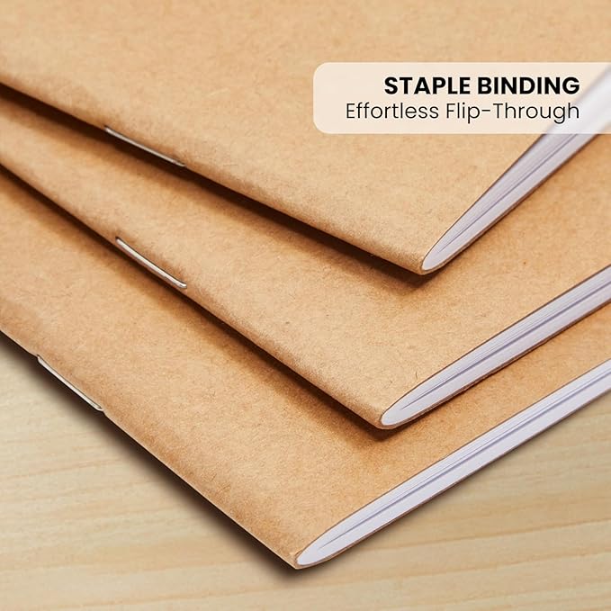 Lined Kraft Journals Bulk Set, 24 Pack 8.5x11 Inch, 48 Pages Each – A4 Writing Notebooks with 250gsm Cover & 120gsm Paper, Ideal for School, Office, Travel, and Creative Journaling Projects