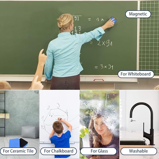 Dry Erase Erasers, 48 Pack Magnetic Whiteboard Eraser Chalkboard Eraser Dry Eraser for Classroom Office and Home (48pcs 4Colours)