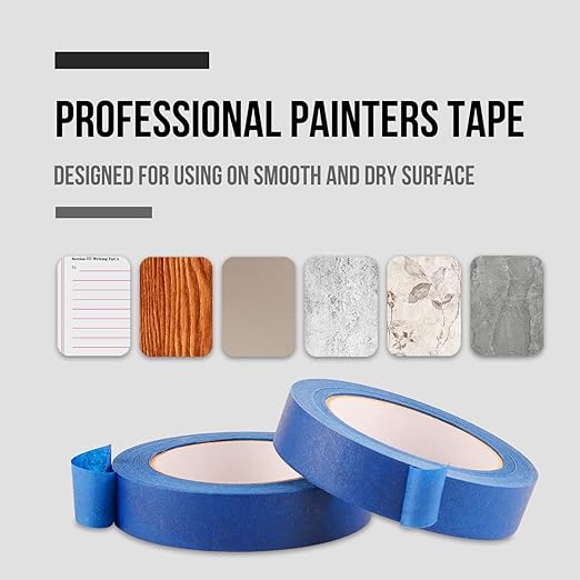 Lichamp Blue Painters Tape 1 inch, 20 Pack Blue Masking Tape Bulk Multi Pack, 1 inch x 55 Yards x 20 Rolls (1100 Total Yards)