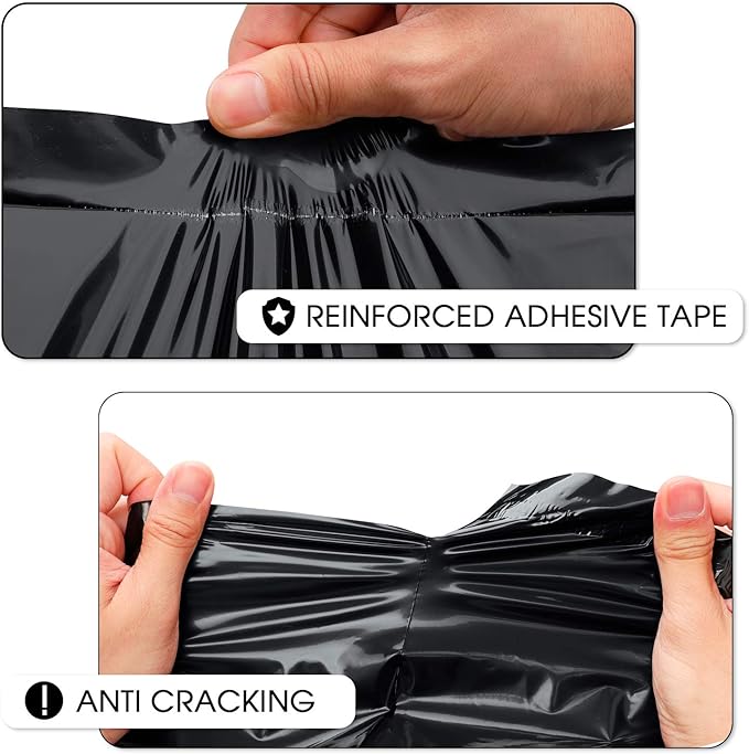 Metronic Poly Mailers 14.5x19 200Pcs Black, Large Shipping Bags for Clothing, Strong Adhensive Mailing Bags Shipping Envelopes Bags for Small Business