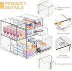 Desk Organizer with 7 Drawers, FODIENS 7 Packs Acrylic Stackable Desktop Storage Drawers Makeup Organizer, Clear Craft Storage Box Cabinets for Office Vanity Countertop Bathroom Bedroom