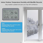 DreamSky Weather Station Indoor Outdoor Thermometer Wireless - Atomic Clock with Indoor/Outdoor Temp, Date & Day, Battery Powered, Home Weather Forecast Clock with Inside Outside Temperature Humidity