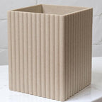 DoveeDosa Black Luxury Stone Bathroom Trash Can, Modern Bathroom Office Trash Can, Resin Wastebasket, Garbage Receptacle Bin for Bathrooms, Offices, Powder Rooms, Kitchens (Square Beige)