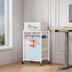 Marbrasse Rolling File Cart with Handle, Mobile File Cabinet on Lockable Wheels, Office Filing Cabinet Organizer, Printer Stand with Hanging File Folder Organizer for Home Office - White
