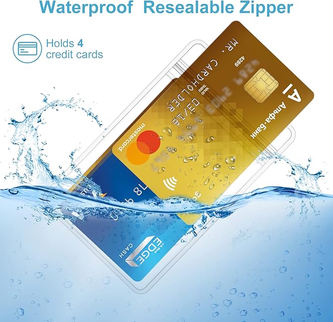ABEYATH 50Pack Extra Thick ID Card Name Badge Holder Heavy Duty Waterproof Clear Plastic PVC Vertical Sleeve Pocket Resealable 4.6x3.82inch