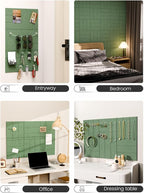 Fluxynara Felt Bulletin Board Tiles -28"x18" with 40 Adhesive Tabs, Cork Board Alternative for Office Decor, Push Pin Board Wall Organizer 6-Pack (Moss Green)