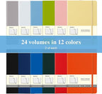 COMIX 24 Pack Lined Journal Notebooks for Work, 240 Pages, Medium 5.5" x 8.3", A5 Hardcover Journaling Notebooks for Business School Office, Notebooks Journals for Women & Men