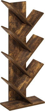 Furinno Tree Book Shelf, 7-Tier Bookshelf, Tree Bookcase for Room Decor, 8.4 x 15.7 x 39.4, for Living Room, Bedroom, Home Office, Amber Pine