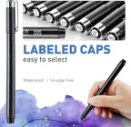 YISAN Drawing Art Pens,Micro Fineliner Pens,Fine Tip Manga Markers for Artist Sketch Technical,Black,12 Set,902195