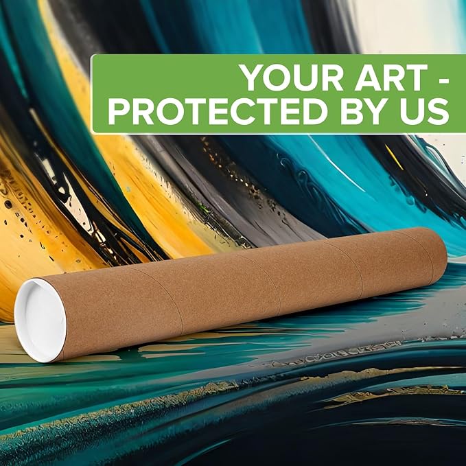 3" x 24" Reinforced Kraft Paper Mailing Tubes, Pack of 2 Tubes with 2 Caps Each – USPS Approved Poster Tube – Made in USA Cardboard Tube for Shipping and Storing Posters, Prints, Artwork, or Documents