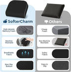 SofterCharm Seat Cushion, Memory Foam Office Chair Cushions for Long Sitting Hours, Chair Pad for Sciatica, Coccyx, Tailbone, Hip Pain & Pressure Relief, Office, Home, Car Seats, Airplane, Black/Large