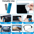 2 Pack Car Touch Screen Mist Cleaner, walrfid Laptop Screens and Phone Touchscreen Cleaning Kit for iPad, iPhone, MacBook Pro with Aipods Cleaning Pen, Small Brush and Eyeglass Cloth - Grey and Blue