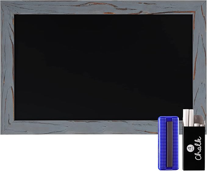 HBCY Creations Rustic Grey Magnetic Wall Chalkboard, Small Size 11" x 17", Framed Decorative Chalkboard - Great for Kitchen Decor, Weddings, Restaurant Menus and More! … (11" x 17")…