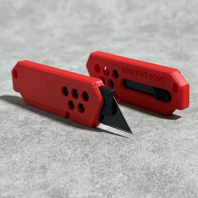 XHM Awesome Small Box Cutter Retractable Blade Ultility Knife, For Artwork, Cardboard Cutting, Package/Letter Opening, Home, Office & EDC Use, Pack of 3 (RED)