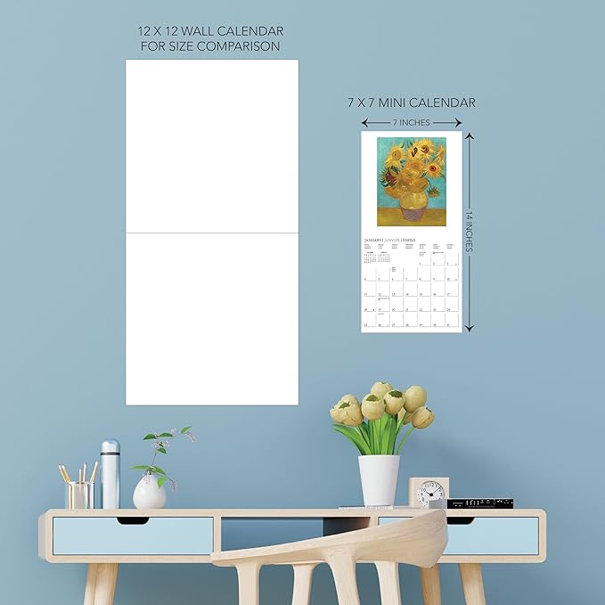 Graphique 2026 Van Gogh Mini Wall Calendar | 7” x 7” | Thick Paper | Home & Office Organizer | Large Monthly Grid | 3 Languages & Marked Holidays | 4 Month Preview Page for 2027