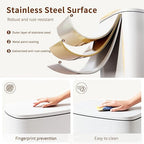 PayLessHere Stainless Steel Trash Can with Lid - Removable Inner Bucket, Foot Pedal Soft Close for Office, Home, Kitchen (White, 13 G)