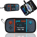 Easozoom Large Game Controller Pencil Case for Teen Boy Kid Capacity Pen Box Pouch Organizer Holder Bag with 3 Compartments & Zipper School College Office Supplies (1PCS Pencil Case) (Gray)