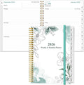 2026 Planner - Planner 2026 from January 2026 to December 2026 with 12 Monthly Tabs, Flexible Cover, Inner Pocket, 8.5" x 11", Teal Flowers