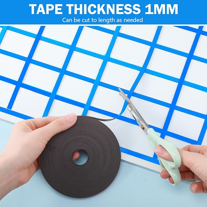 AmazingSpark Magnetic Tape Roll Thin Strips, 1/4 Inch x 33 Feet Magnetic Board Dividers Whiteboard Graphic Decorative Tape Marking Line for Classroom Office Art Accessories(Blue)