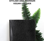 Geslun Vegan Leather 3 Ring Binder, 8.5 x 11 Letter Size Folio with Pen Holder, Soft Notebook Portfolio Cover, Slim Notepad Padfolio Thin File Organizer for Work Executive Meeting, Black