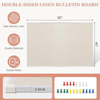 AMUSIGHT Double-Sided Large Cork Board with Linen, 60" x 40" Foldable Hanging Aluminum Framed Bulletin Board, Vision Board Pin Board Corkboards for Walls, Office, School Decor, 20 Pushpins