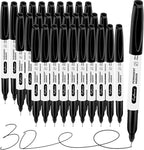 craftinova Black Ultra Fine Point Permanent Markers, Extra Fine Tip, Quick Drying and Waterproof, Fade Resistant Perfect on Paper, Glass, Metal, Plastic, Wood, Office & School Use, 30 Pack