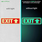 iSYFIX Exit Signs with Directional Up Arrow, Glow in the Dark, Photoluminescent Aluminum 12x4 Inch - 6 Pack, Laminated for UV & Weather Resistance, Ideal for Offices, Schools, Theaters & More