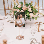 TecUnite 24 Pieces 3.35 Inch Table Number Holder Place Card Photo Holder Picture Name Menu Clips Memo Cards Stand for Wedding Reception Anniversary Birthday Party Centerpieces (Rose Gold)