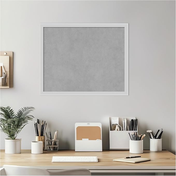 Amanti Art Silver Framed Magnetic Board 17x21 Small Vision Board for use with Magnets, 100% Metal Sheet to Display Items as Office Decor or for Home Organization in mudroom, Kitchen or Kids Room