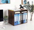 TQVAI Wood Literature Organizer, 12 Slots Hold 6000 Sheets A4 Papers, Wooden Desk Paper File Storage Organizer with Adjustable Shelves, Mailbox Cubbies for Office Home Classroom, Archaize