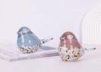 WUBIANJIE Hand Blown Glass Bird Statue Collectible Animal Art Paperweight, Living Room Bedroom Bookshelf Coffee Table Small Ornaments Shelf Home Decoration (Pink)