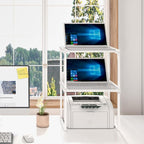 MARTY Desktop Printer Stand 2 Pack Printer Stand with Storage for Desk, Shelf Organzier for Home/Office Printer Riser Under Desk Small Table for Printer Fax Machine Scanner(White)