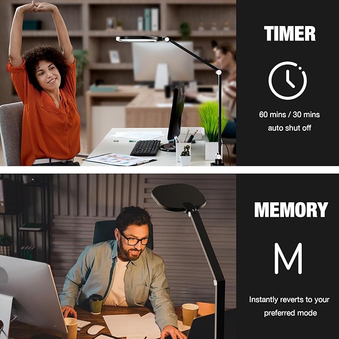 Desk Lamps for Home Office, 2000LM Eye-Caring Desk Light with Clamp, Dimmable Zoom Lighting with 3 Colors & 10 Brightness, Remote Computer Ring Light for Video Calls,Conference, Reading, CRI>95