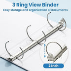 SUNEE 3 Ring Binders 2 Inch 8 Pack, Clear View Binders Three Ring PVC-Free (Fit 8.5x11 Inches) for School or Office Supplies, White