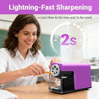 AFMAT 6-Hole Electric Pencil Sharpener, Cordless & Rechargeable, Colored Pencil Sharpener for 6-11mm Pencils, Auto Stop, Super Fast, 10,000+ Sharpenings, Battery Powered for Classroom/Home/Office PSD1
