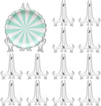 LonlyEagle 12 Pack 5 Inch Clear Plastic Easels or Stand/Plate Holders to Display Pictures or Other Items at Weddings, Plate Stands for Home Decoration, Birthdays, Tables