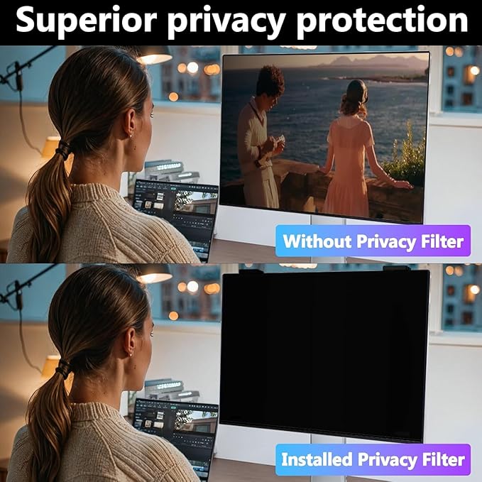 JEEETINTX Magnetic 32 inch Computer Privacy Screen Filter for 16:9 Widescreen Monitor Desktop PC, Hanging Removable Anti Glare Blue Light Eye Protection Privacy Shield, 32in Anti Spy Screen Protector