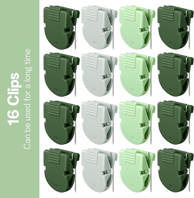 16 PCS Cubicle Clips, Fabric Panel Cubicle Accessories, Stainless Steel & ABS Push Pin Clips, Workspace Organization Accessories, Strong Hold Office Partition Hooks for Notes, Photos (Sage Green)