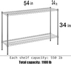 Regal Altair 14" Deep x 54" Wide x 34" Height Wire Shelving Kit | 2-Tier | NSF Commercial Storage Rack Unit