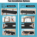 Oxford Cloth Under Desk Cable Management Tray,No-Drill 48" Desk Cable Management Organizer with Clip/Screw Installation,Holds Up to 70 lbs,Fabric Cable Management for Home,Office & Gaming Computer