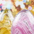 QFkris Crystal Blessings Paperweight Easter Eggs 3.4" Blown Glass Art Figurine Collectibles Desk Decor (Pink)