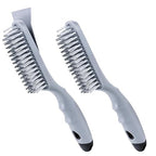 ANDOUNIER Stainless Steel Wire Brush Set 2Pcs,Heavy Duty Wire Brushes with Strong Handle & Metal Scraper,for Cleaning Welding Slag & Rust,Dust and Paint Scrubbing