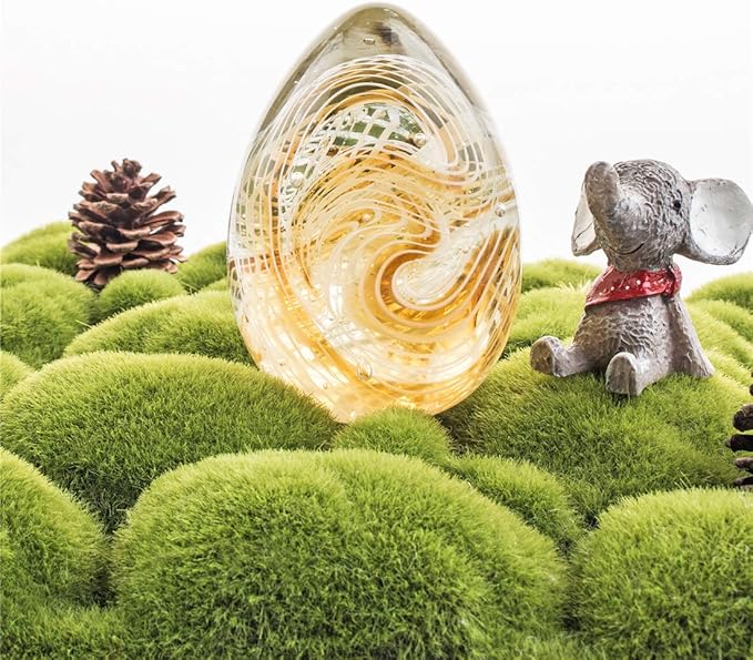QFkris Crystal Blessings Paperweight Easter Eggs 3.4" Blown Glass Art Figurine Collectibles Desk Decor (Yellow)