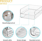 FANXIYQ 2-Tier Acrylic Paper Tray Organizer - Low-Profile Desk File Sorter for Office/Home, Clear Stackable Letter Tray for Bills, Crafts, Notebooks