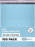 Light Blue Large Poly Bubble Mailers 9.5x14.5 inch #4 | Self Seal Padded Envelopes Cushioned Bubble Mailer | Usable Size 9.5x13.5 | WaterProof | Lightweight mailing Shipping Bags | 100 Pack Bulk