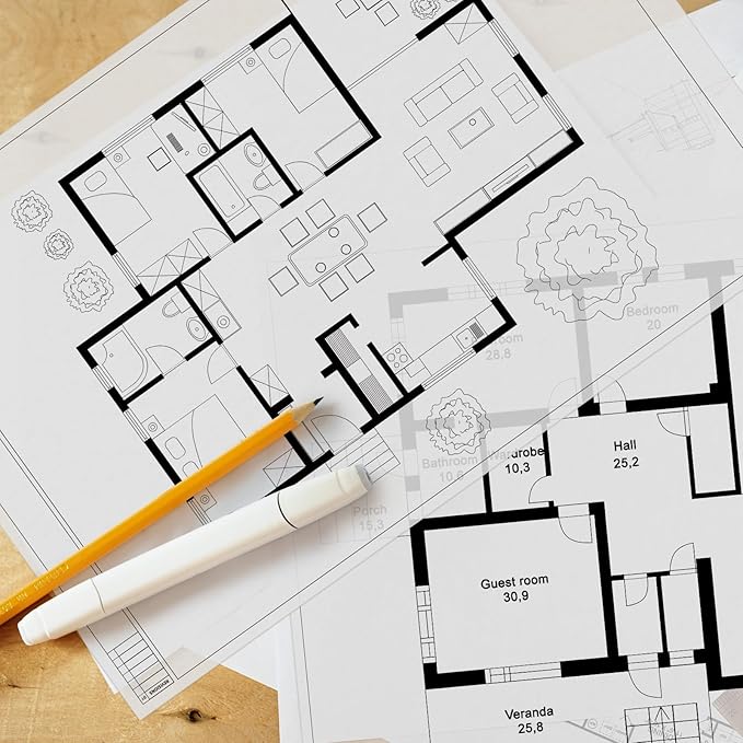 Gilprop 10 Sheets Architectural Vellum Paper 24" x 36" Drafting Vellum Tracing Sheets White Translucent Drafting Paper Rag with Border and Title Block for Drawing Sketching Architecture Building