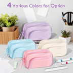 SANANT Large Capacity Pencil Case with Pull-out Structure - Multifunctional Extra Big Pencil Pouch Pen bag, Portable Stationery Organizer with Zipper, Office School Supplies for Boys Girls, Purple
